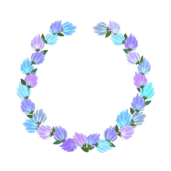 Fleurs Violettes Bleu Printemps Avec Petites Feuilles Décoratives Sur Fond — Image vectorielle