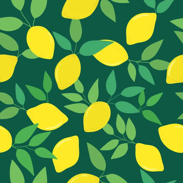 Λαμπερό Λεμόνι Φύλλα Διανυσματική Απεικόνιση Απρόσκοπτη Φρέσκο Μοτίβο Του Καλοκαιριού — Διανυσματικό Αρχείο