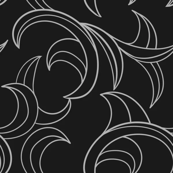 Linienzeichnung Dekor Auf Weißem Hintergrund Nahtlose Florale Einfache Muster — Stockvektor