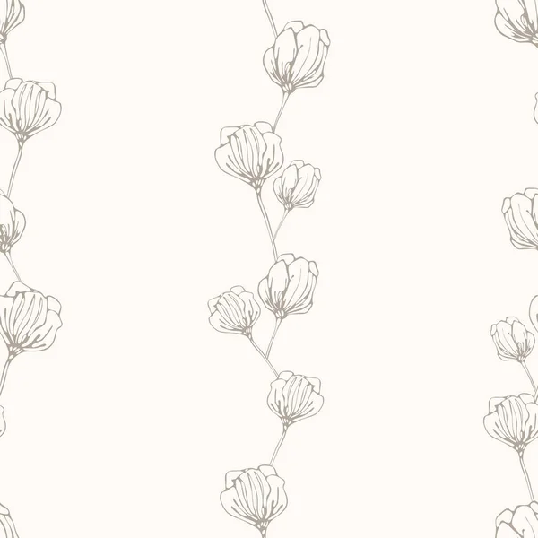 Kézzel Rajzolt Tavaszi Virágok Vektor Illusztráció Zökkenőmentes Gyönyörű Minta — Stock Vector