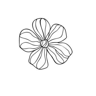 Beyaz izole arka planda el çizimi çiçek tomurcuğu. Tek karalama yay nesnesi.