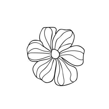 Beyaz izole arka planda el çizimi çiçek tomurcuğu. Tek karalama yay nesnesi.