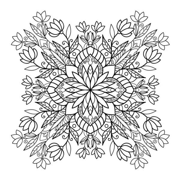 Flores Brotes Hojas Con Una Decoración Pequeña Mandala Vectorial Natural — Archivo Imágenes Vectoriales