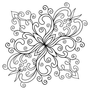 Boyama kitabı sayfaları için beyaz izole arkaplan üzerine dekoratif mandala. Çiçek bağbozumu elementleri ve spiraller.