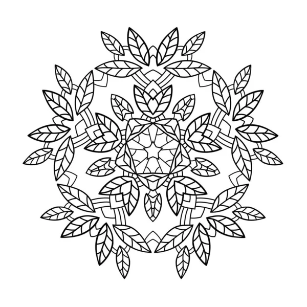 Листовая Мандала Небольшим Средним Декором Белом Изолированном Фоне Страницы Раскраски — стоковый вектор