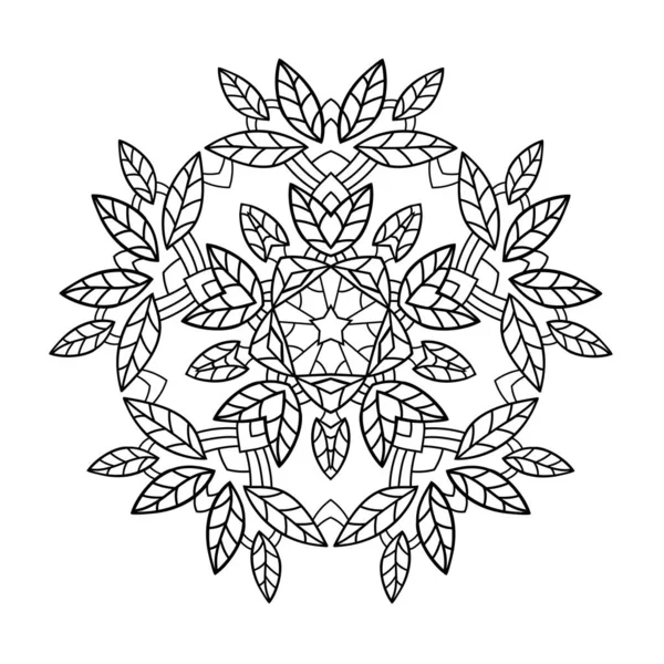 Mandala Hojas Con Decoración Pequeña Media Sobre Fondo Blanco Aislado — Vector de stock