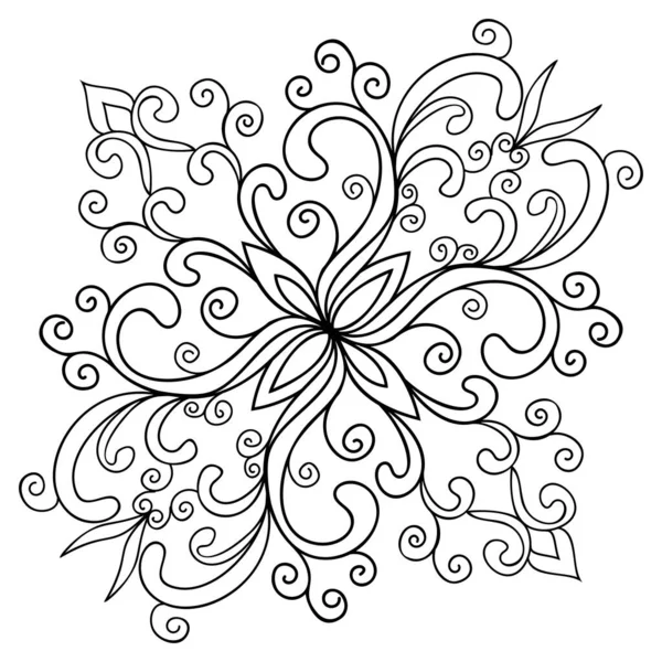 Dekoracyjna Mandala Białym Izolowanym Tle Kolorowania Stron Książek Elementy Spirale — Wektor stockowy