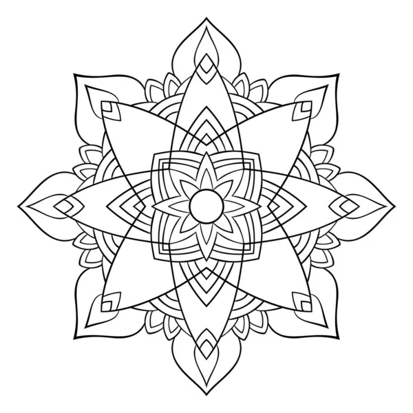 Beyaz izole edilmiş arka planda küçük ve orta dekoru olan çiçek mandala. Boyama kitabı sayfaları için iyi.
