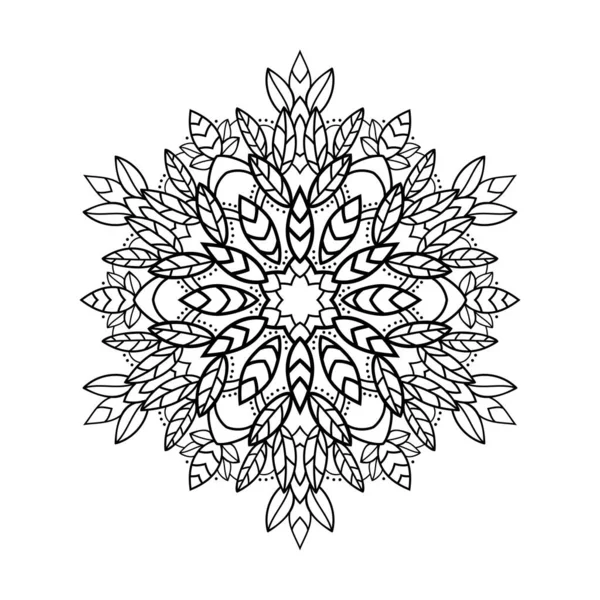 Mandala Floral Folhas Decorativas Linhas Sobre Fundo Isolado Branco Para — Vetor de Stock