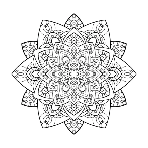 Mandala Floral Avec Petit Motif Lignes Sur Fond Blanc Isolé — Image vectorielle