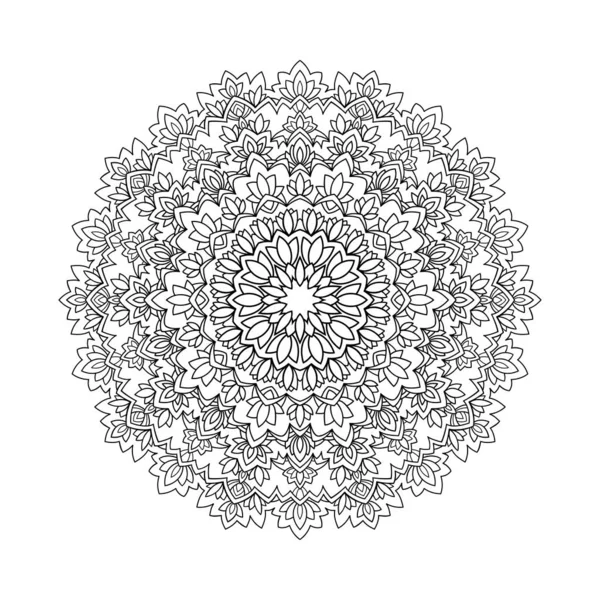 Lotus 'tan dekoratif yuvarlak mandala ve beyaz izole arkaplanda zambak çiçeği. Boyama kitabı sayfaları için iyi.