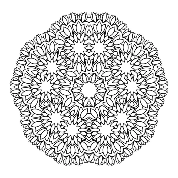 Mandala Fleuri Décoratif Avec Petit Motif Sur Fond Blanc Isolé — Image vectorielle