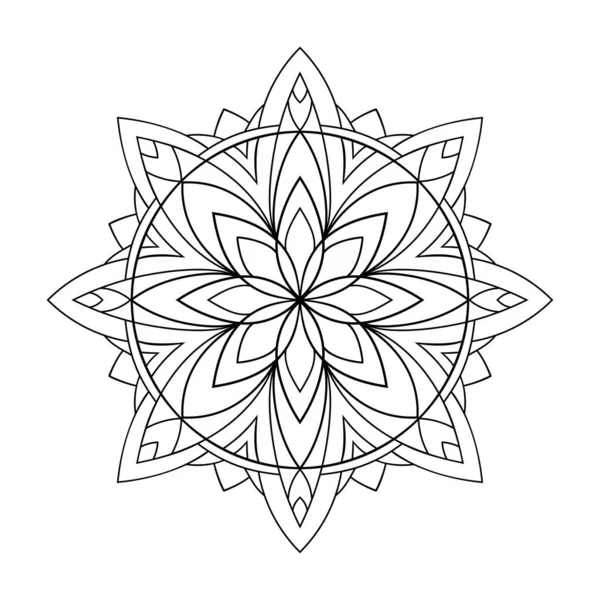 Mandala Semplice Con Arredamento Diverso Sfondo Bianco Isolato Colorare Pagine — Vettoriale Stock