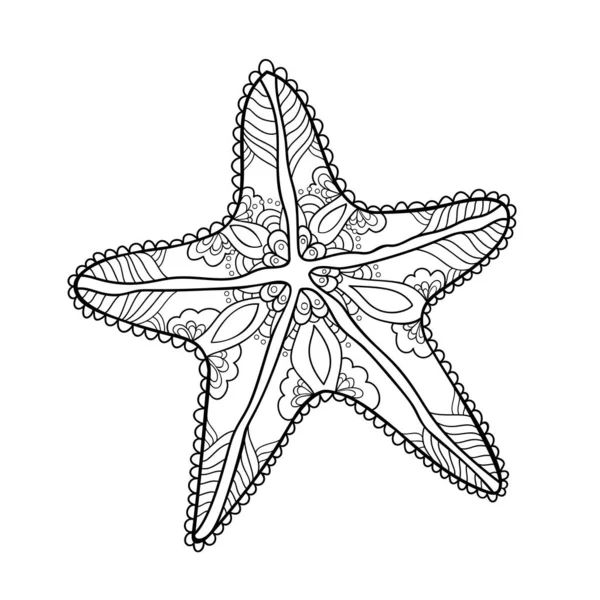 Estrella Mar Con Una Pequeña Decoración Sobre Fondo Blanco Aislado — Vector de stock