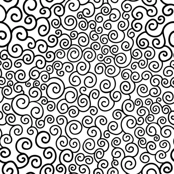 Black Doodle Redemoinhos Fundo Branco Padrão Abstrato Sem Costura Adequado —  Vetores de Stock