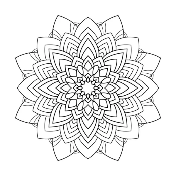 Mandala Mit Gestreiftem Dekor Auf Weißem Hintergrund Gut Zum Ausmalen — Stockvektor