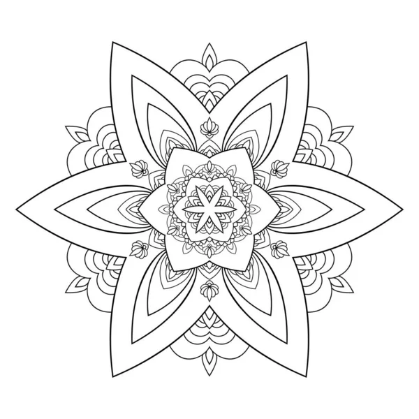 Mandala Floral Con Una Pequeña Decoración Sobre Fondo Blanco Aislado — Archivo Imágenes Vectoriales