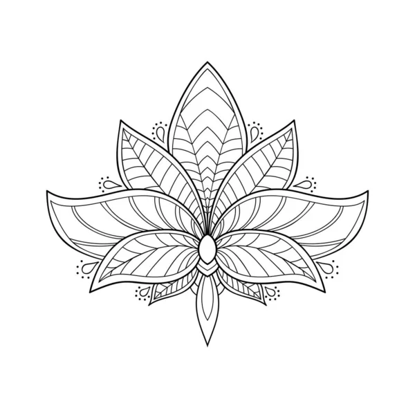 Flor Decorativa Loto Con Patrón Simple Hermoso Mandala Sobre Fondo — Vector de stock