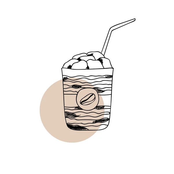 Café Dessiné Main Avec Guimauve Sur Fond Blanc Isolé Forme — Image vectorielle