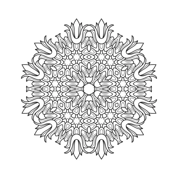 Beyaz yalıtılmış arka planda çiçek unsurları olan soyut mandala. Boyama kitabı sayfaları için.