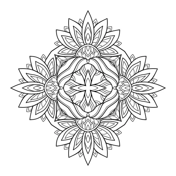 Mandala Decorativo Floreale Con Motivo Semplice Sfondo Bianco Isolato Colorare — Vettoriale Stock