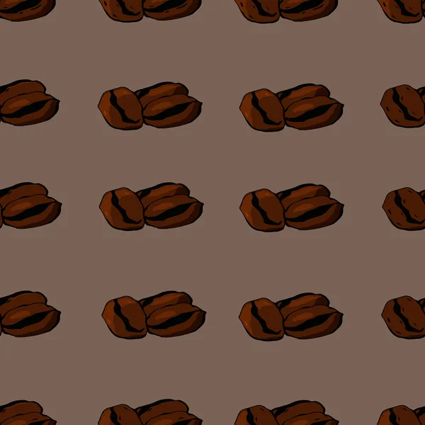 Seamless pattern. Aromatic coffee beans on a background arranged in a chaotic manner, harmoniously arranged and suggest enjoyment. Perhaps the use in the interior design of the kitchen, coffee shop, store, product design.