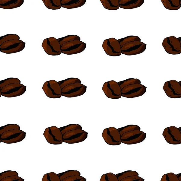 Seamless pattern. Aromatic coffee beans on a background arranged in a chaotic manner, harmoniously arranged and suggest enjoyment. Perhaps the use in the interior design of the kitchen, coffee shop, store, product design.