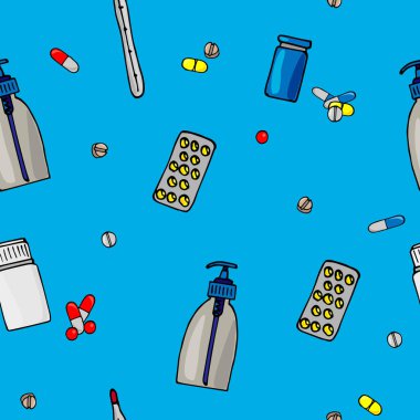 Tıbbi hapların kusursuz deseni antibiyotik tedavisi enfeksiyonu önleme, salgın hastalıklara karşı koruma.