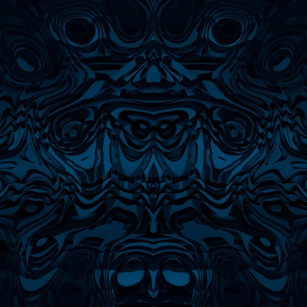 最小限の抽象的な青の背景ウルトラマリン動物の顔 マスク 万華鏡 心理学のテスト カード 装飾や装飾のために — ストック写真