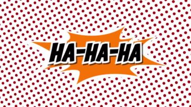 Ha ha ha kelime konuşma balonu içinde komik stil animasyon retro çizgi film çizgi film animasyonu yeşil ekranda çizgi film animasyonu