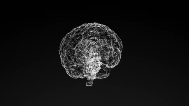 Modelo Cerebro Humano Composición Geométrica Abstracta Caóticas Líneas Puntos Movimiento — Vídeos de Stock