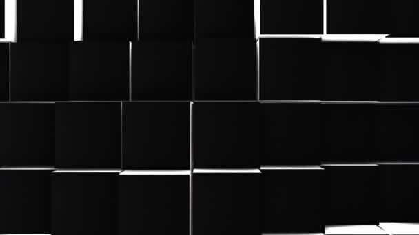 画面全体の表面にある黒い立方体の多くは ゆっくりとした動きの抽象的な背景に密接キューブの動きのような体積波 — ストック動画