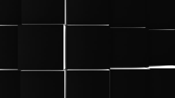 Veel Zwarte Blokjes Het Oppervlak Van Het Hele Scherm Volumetrische — Stockvideo