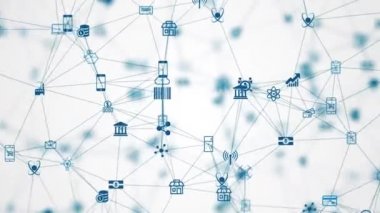 Yavaş hareket eden şeylere bağlı şeylerin internet animasyonu teknolojik arka plan 