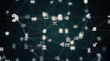 Yavaş hareket eden şeylere bağlı şeylerin internet animasyonu teknolojik arka plan