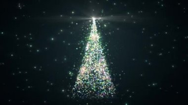 Mutlu noeller, video kartları parlayan ışık ve ışıldayan yıldızlarla dolu Noel ağacı kompozisyonun tam ortasında kusursuz bir tatil animasyonu.