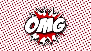 omg word balonları komik stil animasyon retro çizgi film animasyonu yeşil ekran üzerinde çizgi film animasyonu