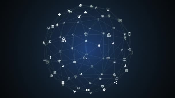 Internet Das Coisas Câmera Lenta Monte Conexões Entre Coisas Nuvem — Vídeo de Stock