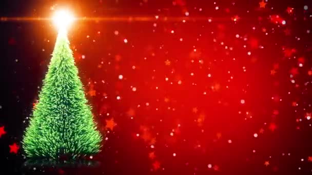 Χριστουγεννιάτικη Κάρτα Χριστουγεννιάτικο Δέντρο Φως Νιφάδες Χιονιού — Αρχείο Βίντεο