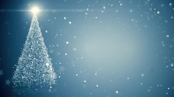 Весела Різдвяна Листівка Ялинка Легкими Сніжинками — стокове відео