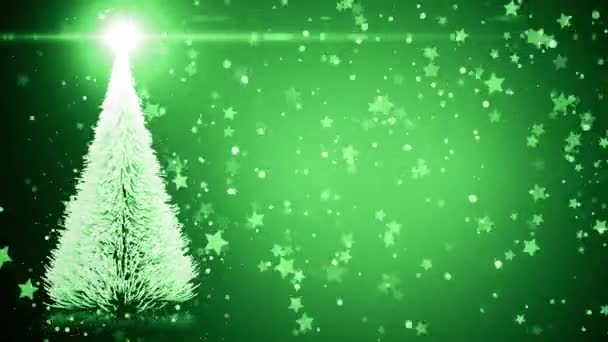 Árbol Navidad Feliz Tarjeta Navidad Con Copos Nieve Ligeros — Vídeo de stock