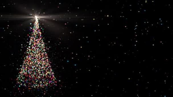 Feliz Natal Saudação Placa Vídeo Árvore Natal Com Luz Brilhante — Vídeo de Stock