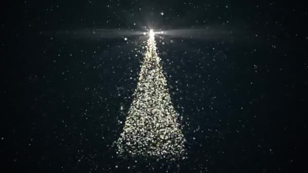 크리스마스 인사말 성탄절 트리에 빛나는 작풍없는 애니메이션의 중심에 — 비디오
