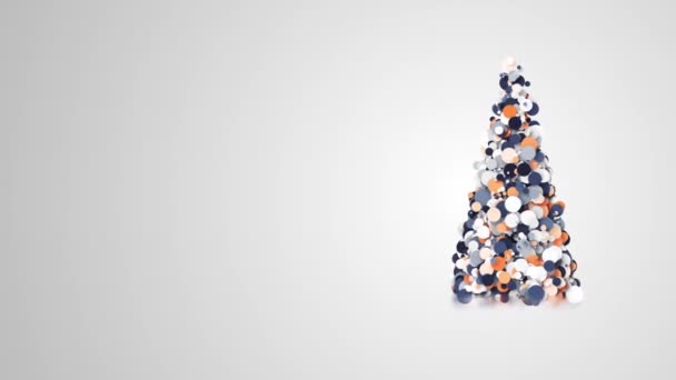 メリー クリスマスとお正月様のシンプルなビデオグリーティングカードエレガントなクリスマスツリーの形をした粒子を回転 — ストック動画