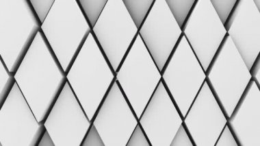 Ekran hacim dalgasının yüzeyinde bir sürü beyaz eşkenar dörtgen var. Yavaş çekim soyut arkaplanına yakın hareket eden eşkenarlar gibi.