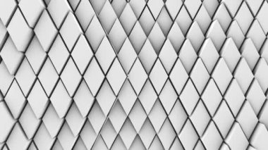 Ekran hacim dalgasının yüzeyinde bir sürü beyaz eşkenar dörtgen var. Yavaş çekim soyut arkaplanına yakın hareket eden eşkenarlar gibi.