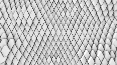 Ekran hacim dalgasının yüzeyinde bir sürü beyaz eşkenar dörtgen var. Yavaş çekim soyut arkaplanına yakın hareket eden eşkenarlar gibi.