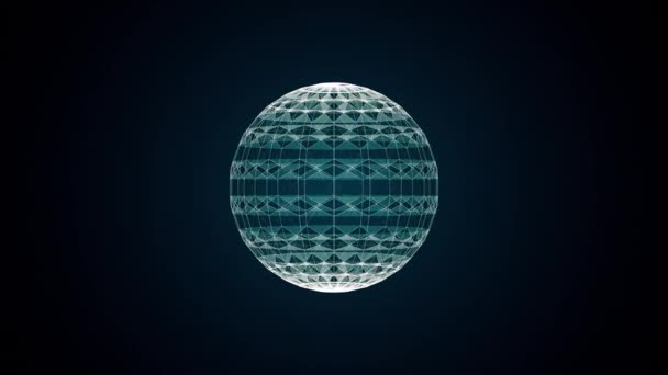 Image Filaire Rotative Lente Globe Partir Triangles Lignes Animation Transparente — Video