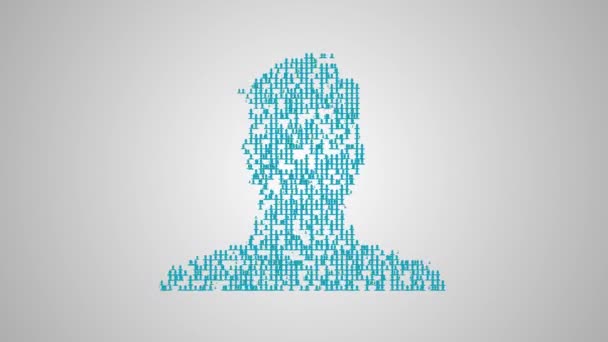Social Network Concept Lot Avatars Make Closeup Silhouette Human — Stock Video