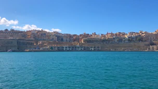 Sant Angelo Birgu Malta Dan Valletta Şehri Manzarası — Stok video